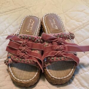 Women's Pink Embellished Wedge Sandals Circus by Sam Edelman size 7 1/2.